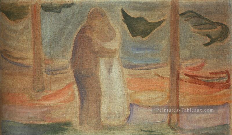 couple sur la rive de la frise reinhardt 1907 Edvard Munch Peintures à l'huile